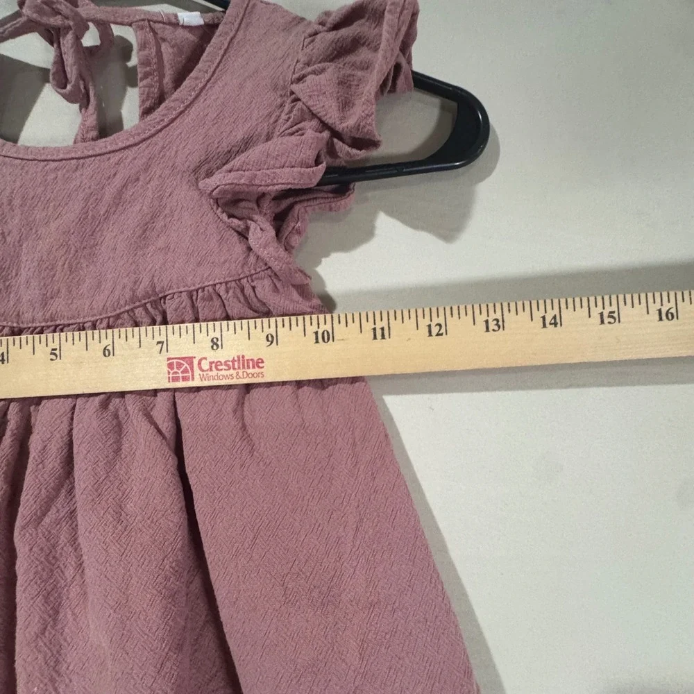 Unbranded Textured Cotton Dress Baby Girl 18-24M Mauve Pink Excellent Ruffle